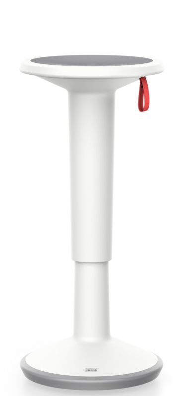 UPis1 Stehhocker von Interstuhl in Grauweiß: Ergonomischer, höhenverstellbarer Bürohocker für dynamisches Stehsitzen im modernen Büro.